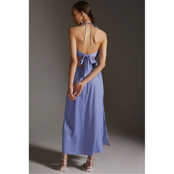 NEW Anthropologie Tie-Back Cut-Out Halter Party Wedding Maxi Dress X-Large - Picture 2 of 4